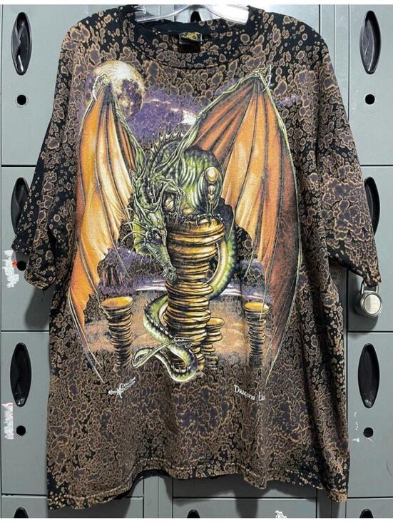 Vintage Other - Vintage Dragon graphic tee fantasy AOP tie dye